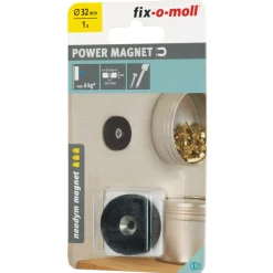 Suki Magnet Neodym mit Senkbohrung Ø 32 x 6 mm, gummiert, schwarz