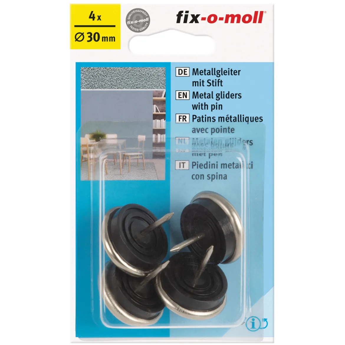 Suki Metallgleiter mit Stift Durchmesser 30 mm 4 Stück