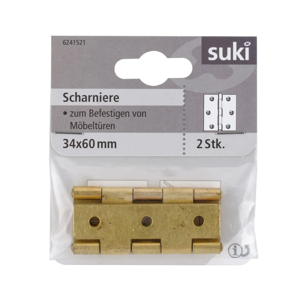 Suki Scharnier Messing 3,4 x 6 cm schmale Ausführung 2 Stück