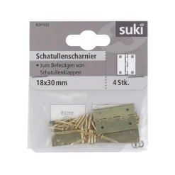 Suki Schatullenscharnier 1,8 x 3 cm vermessingt 4 Stück