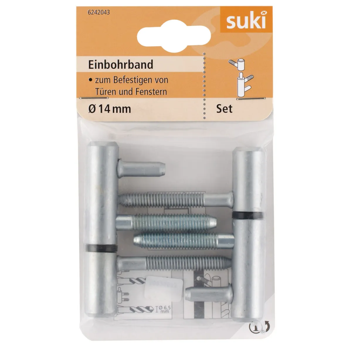 Suki Einbohrband Stahl Durchmesser 1,4x Durchmesser 0,68 x 4,9 cm verchromt 2 Stück