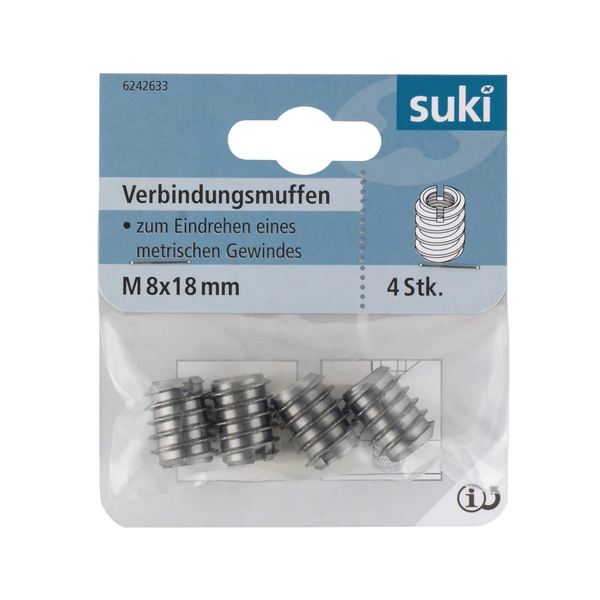 Suki Einschlagmutter blank M8 4 Stück