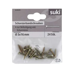 Suki Scharnierbandschraube Durchmesser 3 x 16 mm passiviert 24 Stück