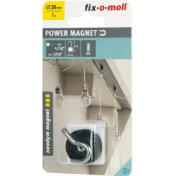 Suki Topfmagnet Neodym mit Schraubhaken M5 Ø 28 x 38 mm, gummiert, silber-schwarz
