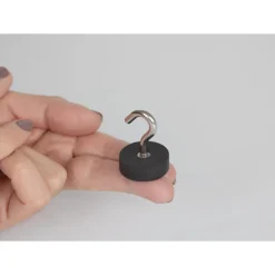 Suki Topfmagnet Neodym mit Schraubhaken M5 Ø 28 x 38 mm, gummiert, silber-schwarz