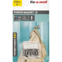 Suki Topfmagnet Neodym mit Schraubhaken M4 Ø 16 x 35 mm, silber