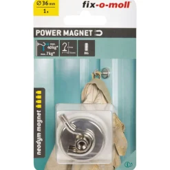 Suki Topfmagnet Neodym mit Schraubhaken M6 Ø 36 x 43 mm, silber