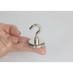 Suki Topfmagnet Neodym mit Schraubhaken M6 Ø 36 x 43 mm, silber