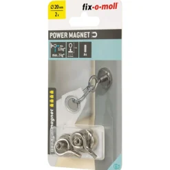 Suki Topfmagnet Neodym mit Öse Ø 20 x 37 mm, Gewindebuchse M4, silber