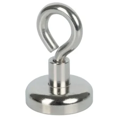 Suki Topfmagnet Neodym mit Öse Ø 20 x 37 mm, Gewindebuchse M4, silber