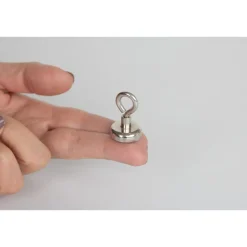 Suki Topfmagnet Neodym mit Öse Ø 20 x 37 mm, Gewindebuchse M4, silber