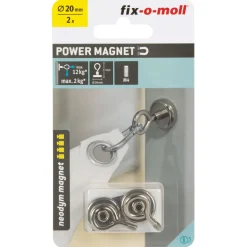 Suki Topfmagnet Neodym mit Öse Ø 20 x 37 mm, Gewindebuchse M4, silber
