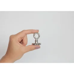 Suki Topfmagnet Neodym mit Öse Ø 32 x 44 mm, Gewindebuchse M6, silber