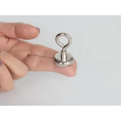 Suki Topfmagnet Neodym mit Öse Ø 25 x 42 mm, Gewindebuchse M5, silber