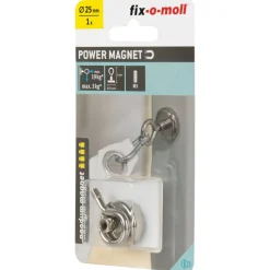 Suki Topfmagnet Neodym mit Öse Ø 25 x 42 mm, Gewindebuchse M5, silber