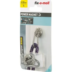 Suki Topfmagnet Neodym Ø 25 mm, mit Karabiner 40 x 20 mm, silber