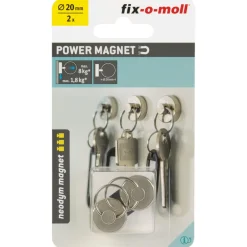 Suki Topfmagnet Neodym Ø 20 mm, mit Schlüsselring Ø 20 mm, silber