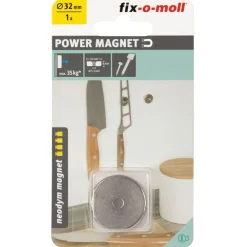 Suki Topfmagnet Neodym Ø 32 x 8 mm, mit SenkbohrungØ 5,5 mm