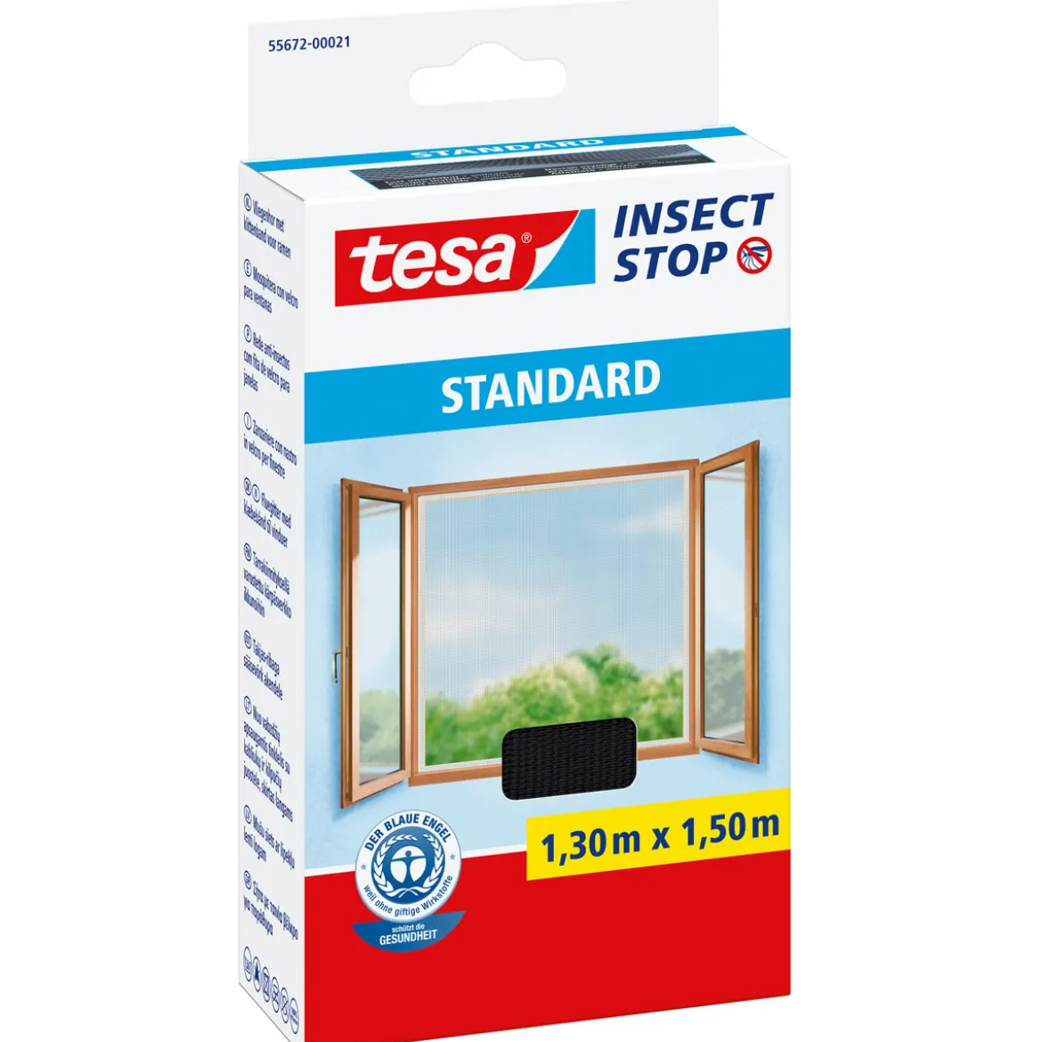 Tesa Fliegengitter Standard für Fenster anthrazit 1,30m x 1,50m