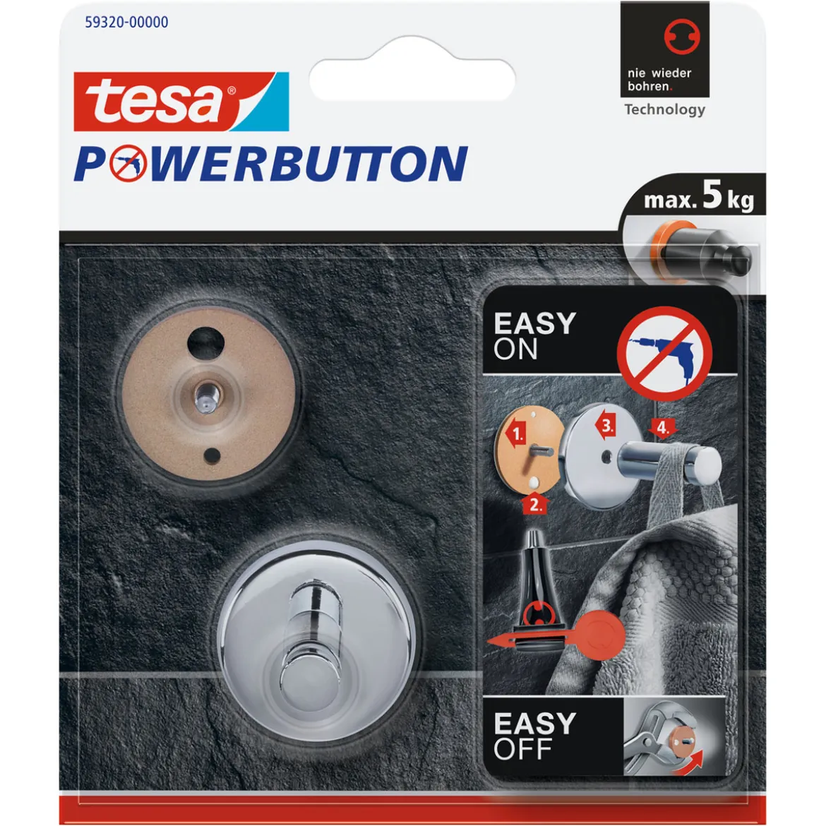 Tesa Haken Powerbutton universal Small