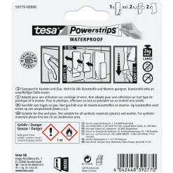 Tesa Powerstrips Waterproof Haken Large Metall rechteckig