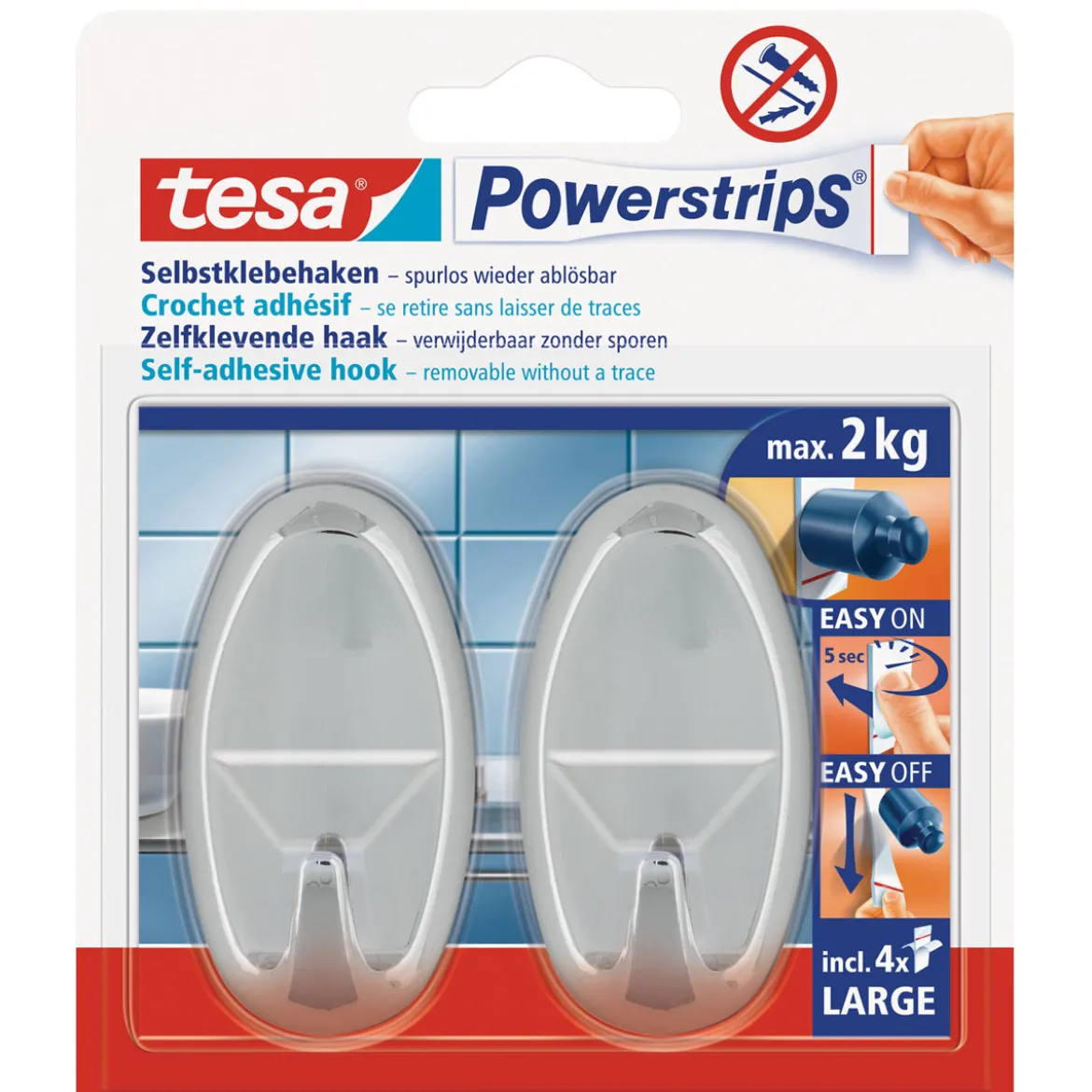 Tesa Systemhaken oval chrom