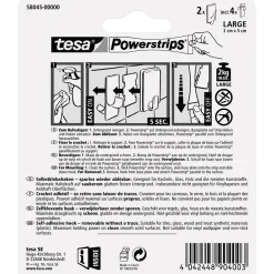 Tesa Haken Powertstripe Large weiß 2 Haken und 4 Strips