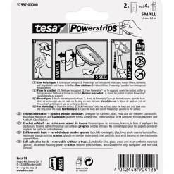 Tesa Haken Powertstripe Small Metallic Rechteck 2 Haken und 4 Strips