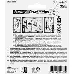 Tesa Haken Powertstripe Small chrom Oval 3 Haken und 4 Strips