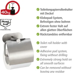 Toilettenpapierhalter mit Deckel OreaMatt Turbo-Lock Edelstahl