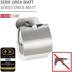 Toilettenpapierhalter mit Deckel OreaMatt Turbo-Lock Edelstahl