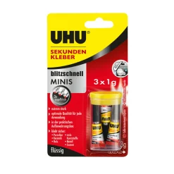 UHUSekundenkleber blitzschnell minis flüssig 3 x 1 g