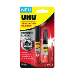 UHUSekundenkleber Plastik 2 g und 3 ml