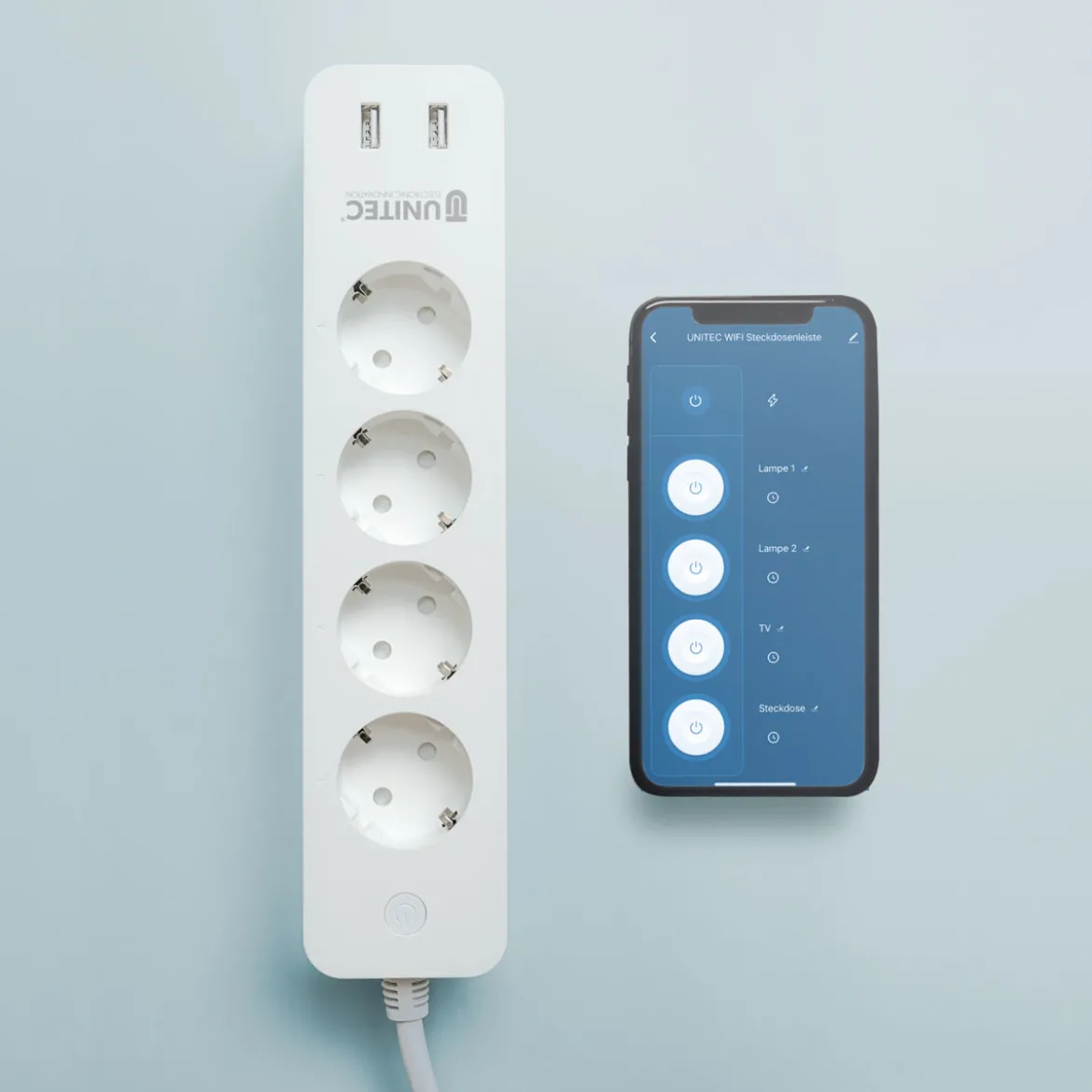 Unitec WIFI Steckdosenleiste Smart 4fach inkl 2xUSB weiß