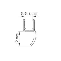 Universal Dichtleiste senkrecht für DK5,6,8 mm / 2000 mm Breite Dichtelippe 12