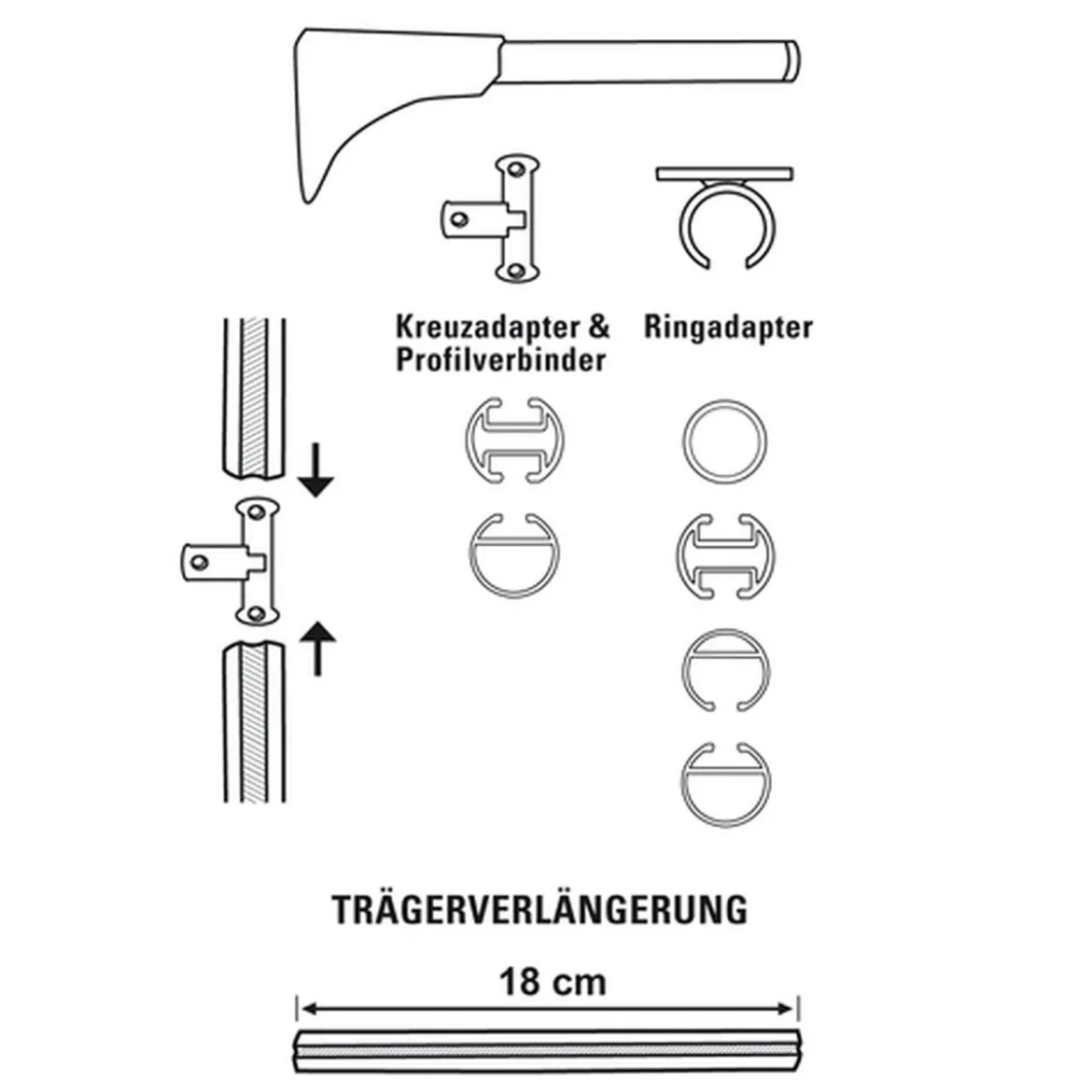 Univers-Träger 1+2lf DM 20cm weiß
