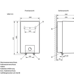 Untertischgeraet 5l Vaillant eloSTORplus VEN 5/7U