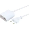 USB Ladeadapterverlaengerung 2,5m1xUSB-A 1xUSB-C weiss/grau