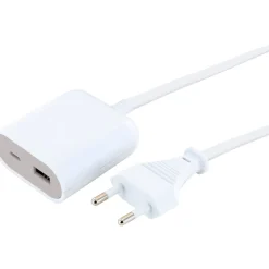 USB Ladeadapterverlaengerung 2,5m1xUSB-A 1xUSB-C weiss/grau