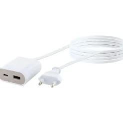 USB Ladeadapterverlaengerung 2,5m1xUSB-A 1xUSB-C weiss/grau