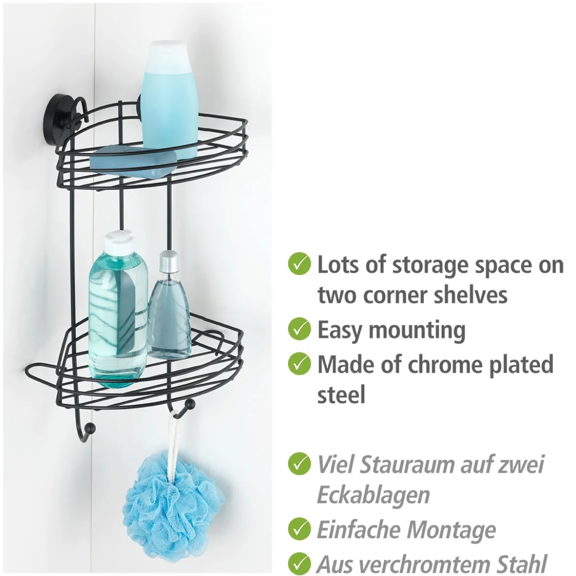 Vacuum-Loc Eckregal 2 Etagen schwarz