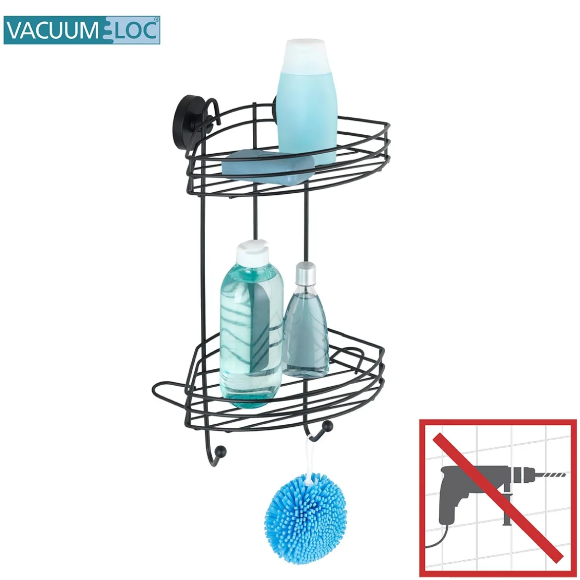 Vacuum-Loc Eckregal 2 Etagen schwarz