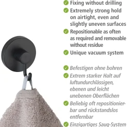 Vacuum-Loc Hakenset schwarz 2tlg.