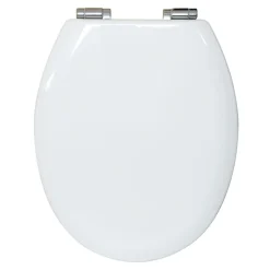 Valblue WC-Sitz Turin weiss, MDF-Holzkern, mit Absenkautomatik, Metallscharniere verchr.