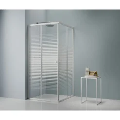 Variabler Eckeinstieg, Farbe: Weiss, m. Streifen, 75-90x75-90cm