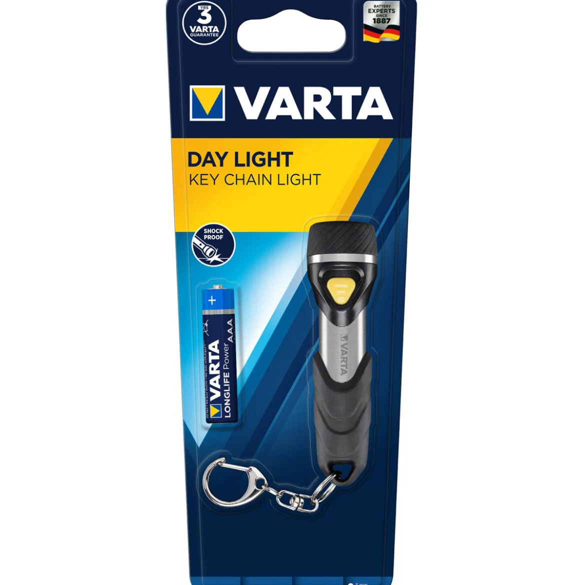 Varta LED-Taschenlampe Day Light Key Chain Light mit Batterien schwarz
