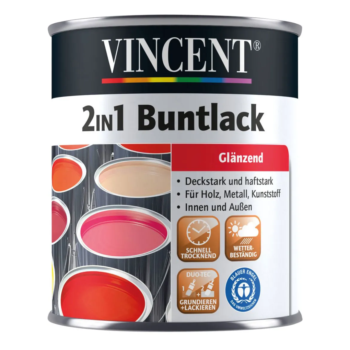 Vincent 2in1 Buntlack Tiefschwarz glänzend 125 ml