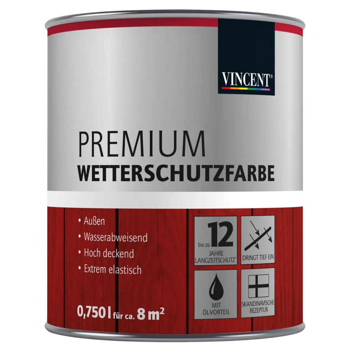 Vincent Premium Wetterschutzfarbe Tiefschwarz 0,75 L