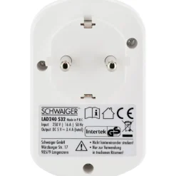 230V Ladeadapter m. Steckd. 2xUSB 3.4Aweiss