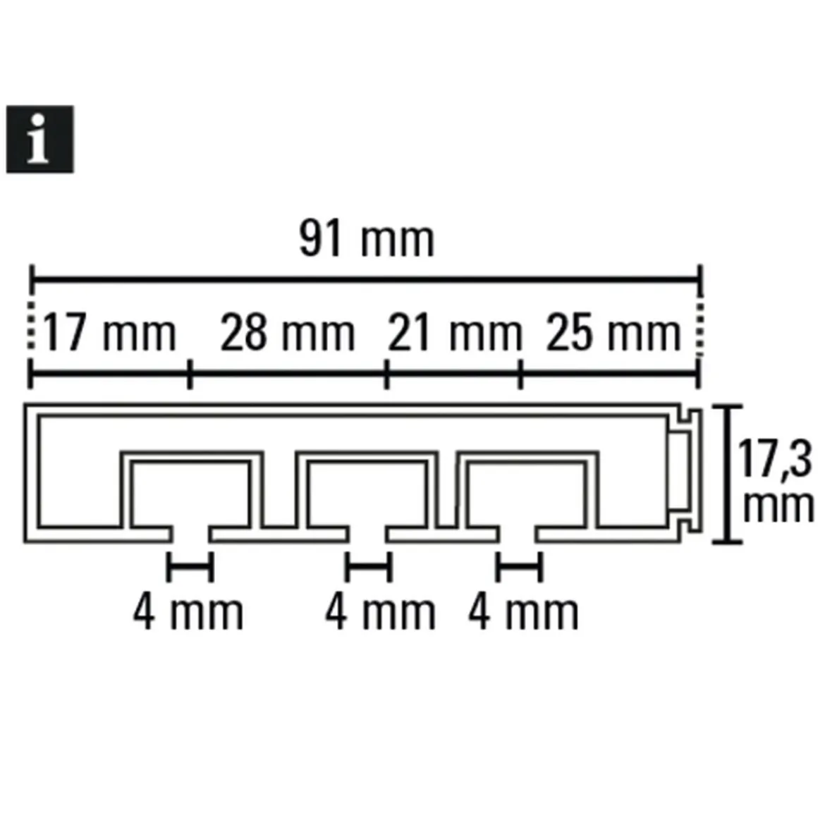 Vorhangschiene GE 3 180cm weiß
